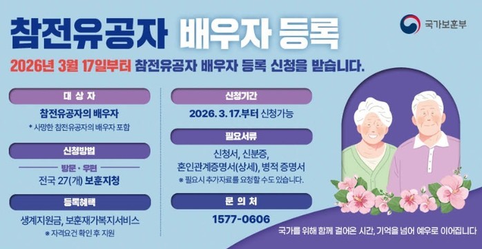 국가보훈부, 참전유공자 배우자 등록 ...